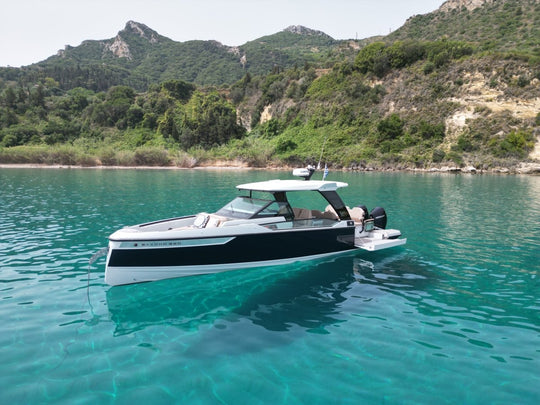 SAXDOR 320GTO "Barbara" - Pelagos Cruises - zakynthos yacht rental - private boat tours - yacht zakynthos - front side right